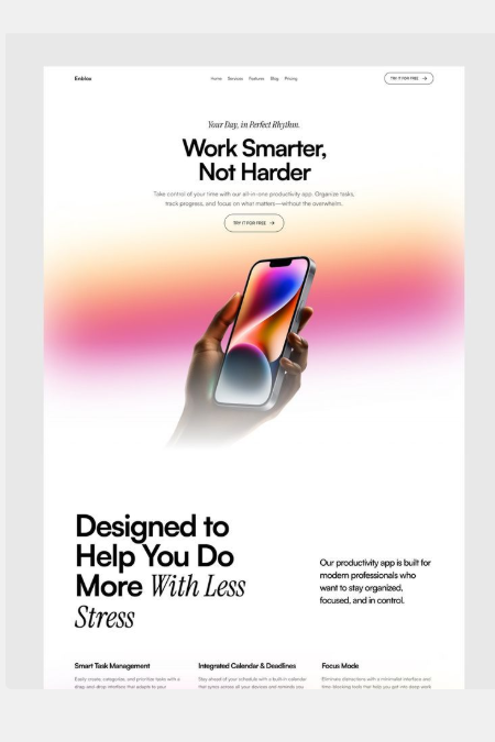 Example professional website shown on a phone